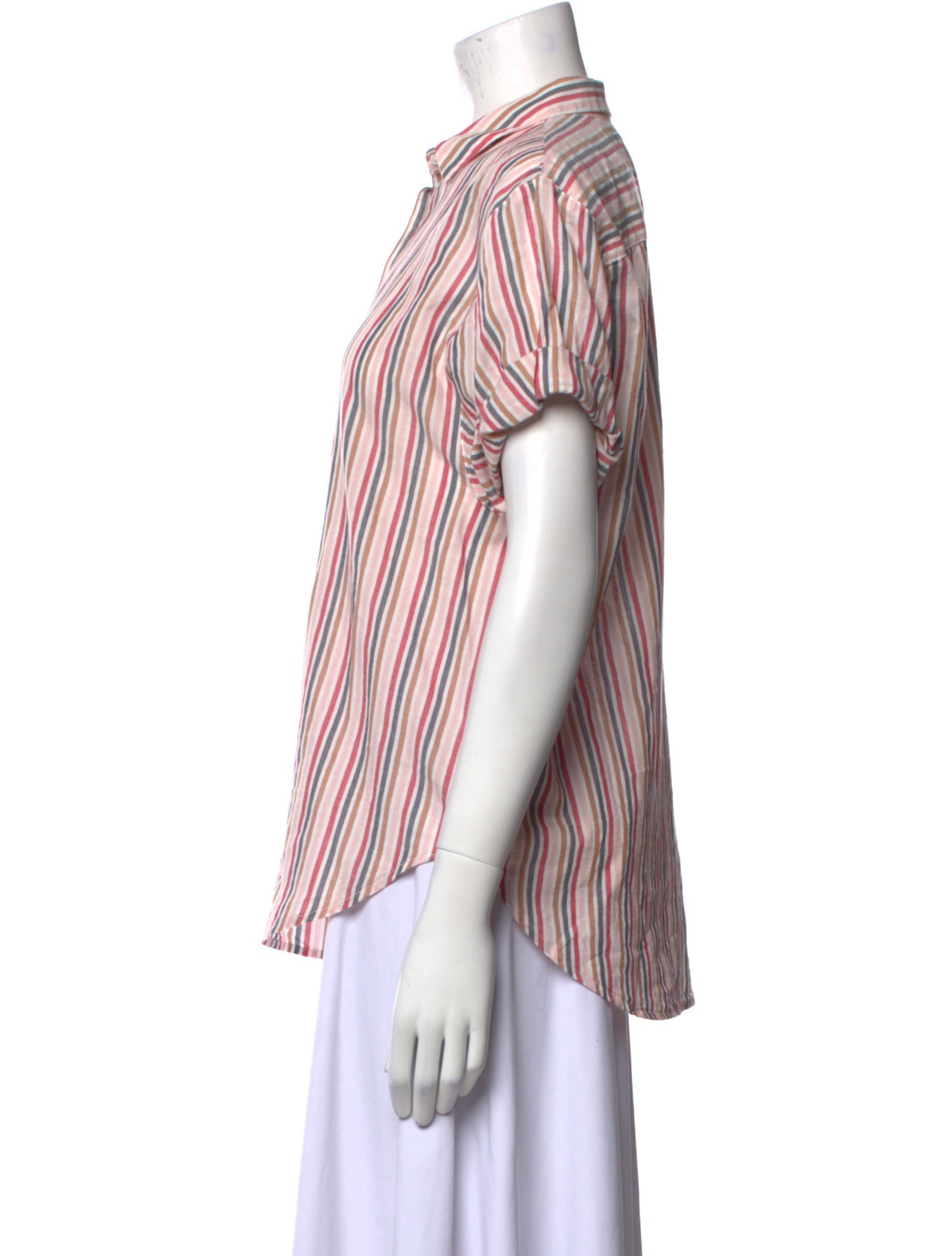 Xirena Striped Short Sleeve Button-Up Top